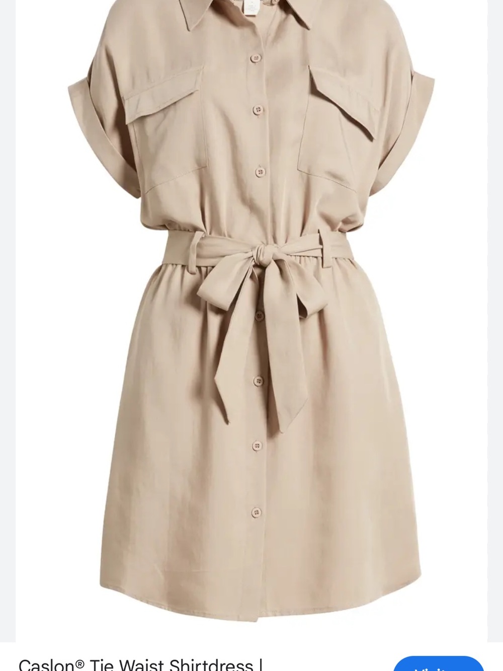 Nordstrom Beige Tie-Waist Shirtdress